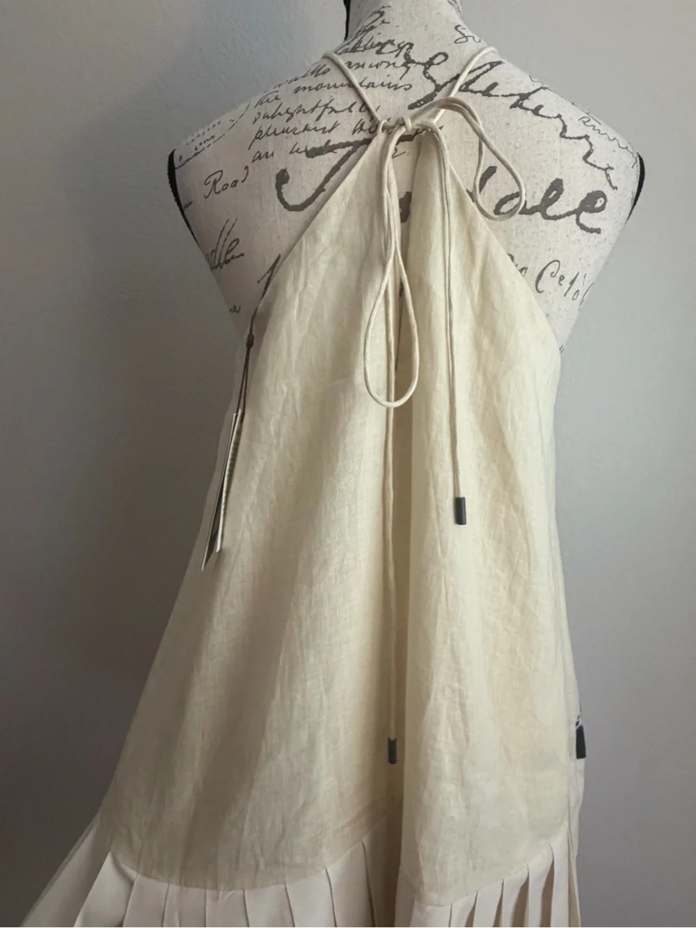 ALÉMAIS Rider Pleat Hem Mini Dress | Linen | Sz US 8 | Equestrian Coastal | NWT - Picture 5 of 11